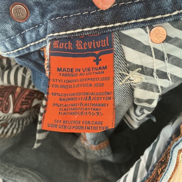 Rock Revival Jeans Bleach Wash Distressed Frayed Hem Denim Size 28 - Picture 7 of 11
